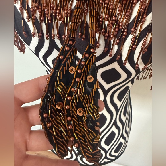 Gorgeous Vintage 70s 80s Sequin & Beaded Art Deco Shawl Capelet Rose Gold Bronze - Picture 5 of 15